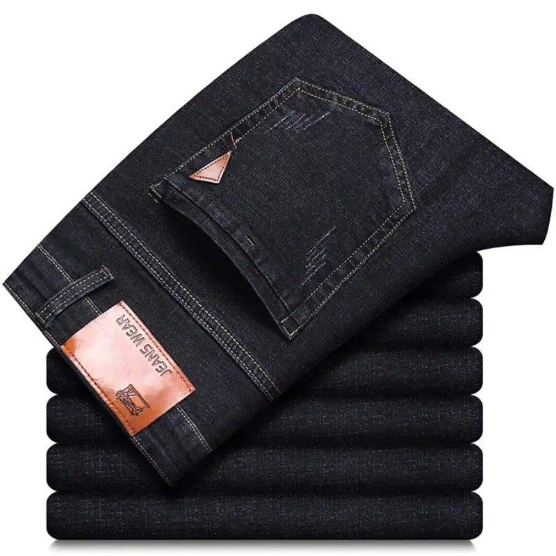 Men's Fashion Business Jeans – Classic Stretch Slim Denim (Black/Blue) - Honesty Sales