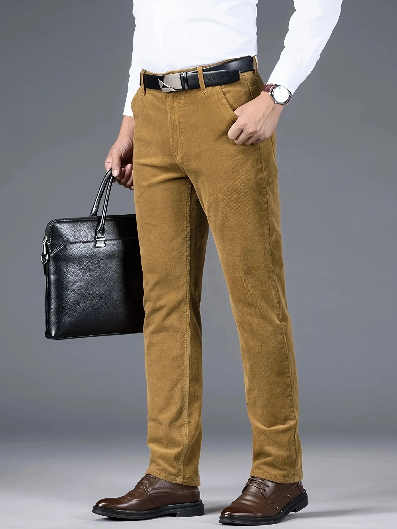 Men's Four - Season Corduroy Slim Fit Straight - Leg Casual Trousers - Honesty Sales