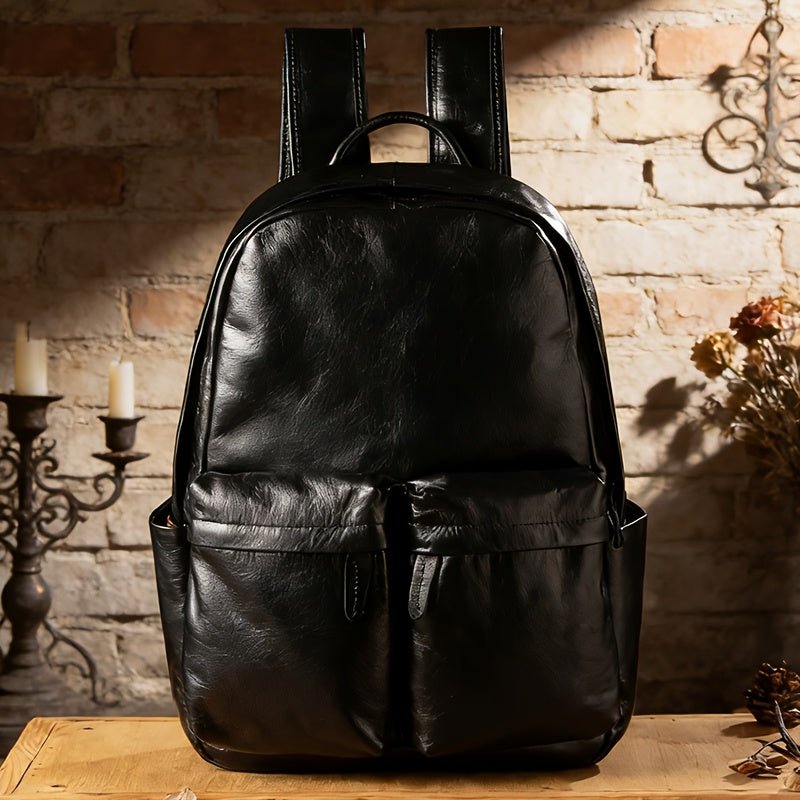 Men’s Genuine Leather Backpack – Large - Capacity Top - Grain Cowhide Travel & Business Bag - Honesty Sales
