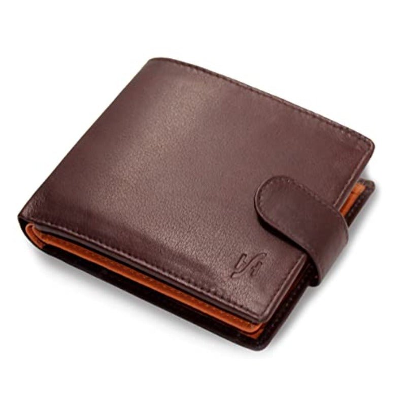 Men’s Genuine Leather RFID Blocking Slim Bifold Wallet – 8 - Card Holder with ID Window & Coin Pocket - Honesty Sales