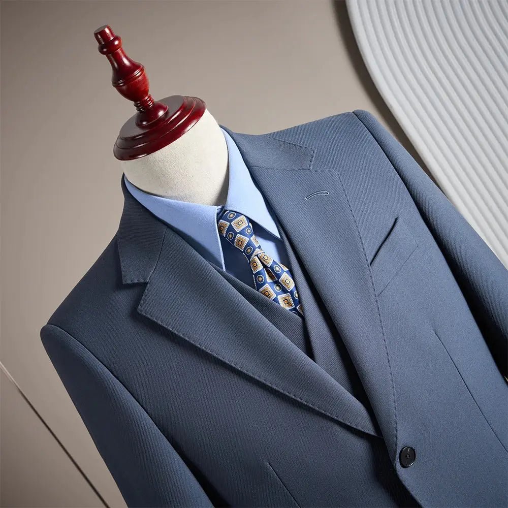 Men’s High - End Wool 3 - Piece Suit – Solid Color Wedding, Banquet & Formal Wear - Honesty Sales