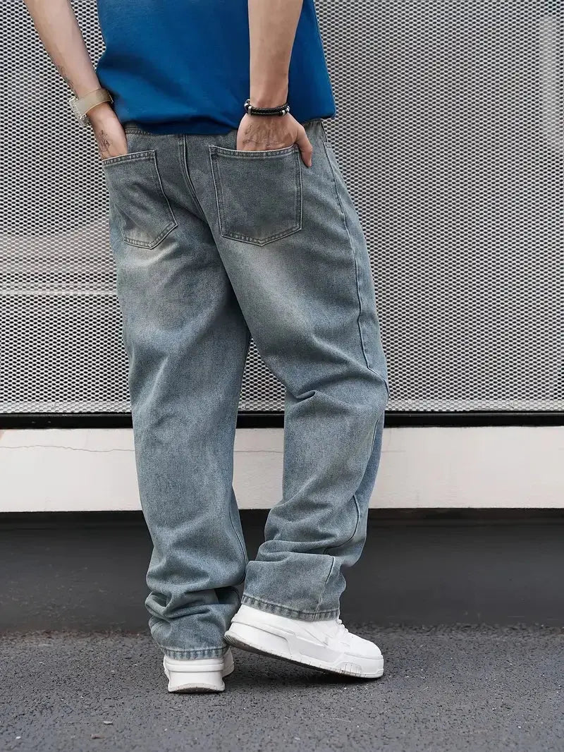 Men’s Light Blue Loose - Fit Straight Jeans – Casual Comfort - Honesty Sales