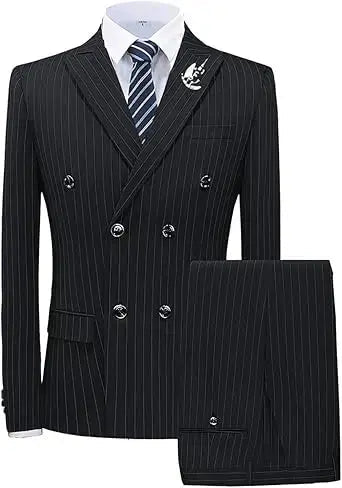 Men’s Luxury 2 - Piece Pinstripe Suit – Double Breasted Blazer & Trousers - Honesty Sales