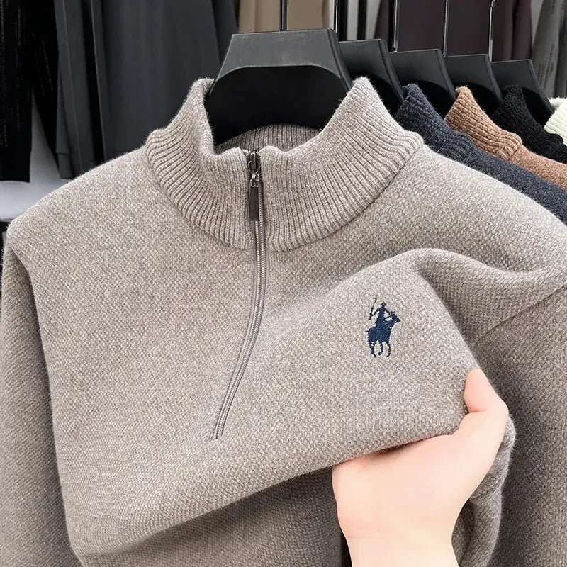 Men’s Mink Fleece Half - Zip Sweater – Thick Half - High Neck Knit - Honesty Sales