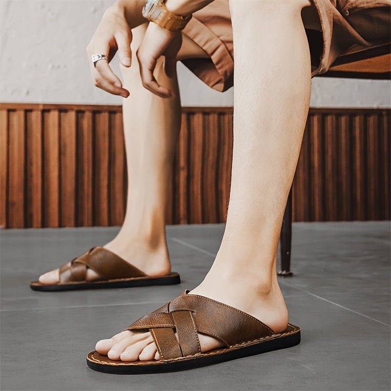 Men's Plus Size Summer Beach Slippers, Trendy Anti - Slip Casual Fashion Sandals - Honesty Sales