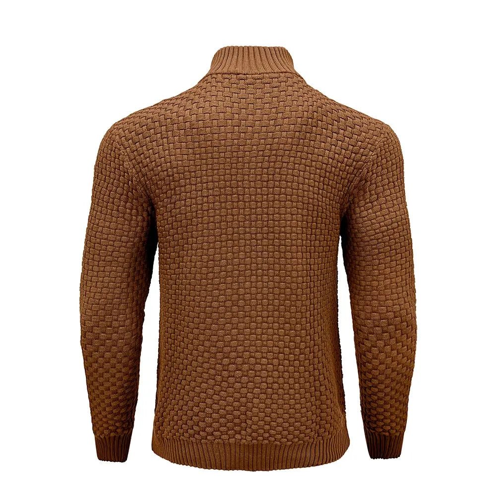 Men’s Quarter - Zip Knit Sweater – Cable Knit Mock Neck Pullover - Honesty Sales