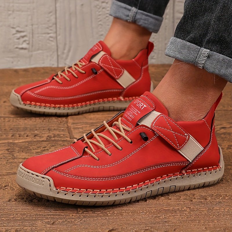 Men’s Retro Casual Mid - Top Lace - Up Sneakers – Rubber Sole Walking Shoes for All - Season Outdoor Wear - Honesty Sales