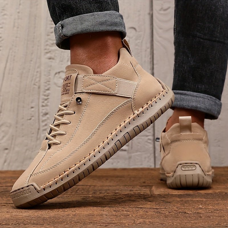 Men’s Retro Casual Mid - Top Lace - Up Sneakers – Rubber Sole Walking Shoes for All - Season Outdoor Wear - Honesty Sales