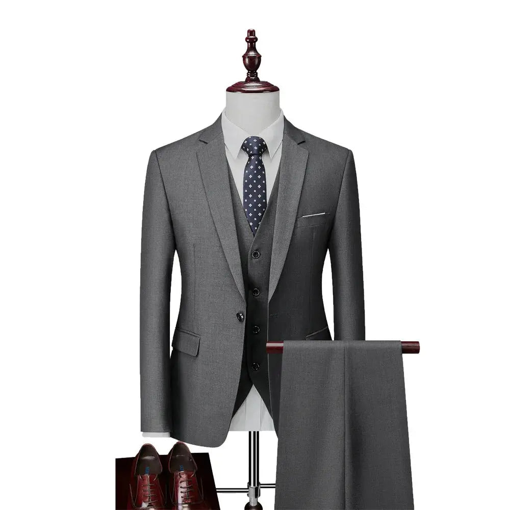 Men’s Slim Fit 3 - Piece Suit – Solid Color Business & Wedding Set - Honesty Sales