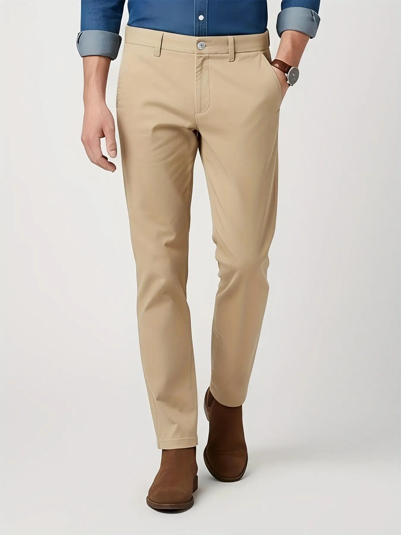 Men’s Slim - Fit Chino Pants – Mid - Rise, Stretch Twill, All - Season Casual & Business Trousers - Honesty Sales