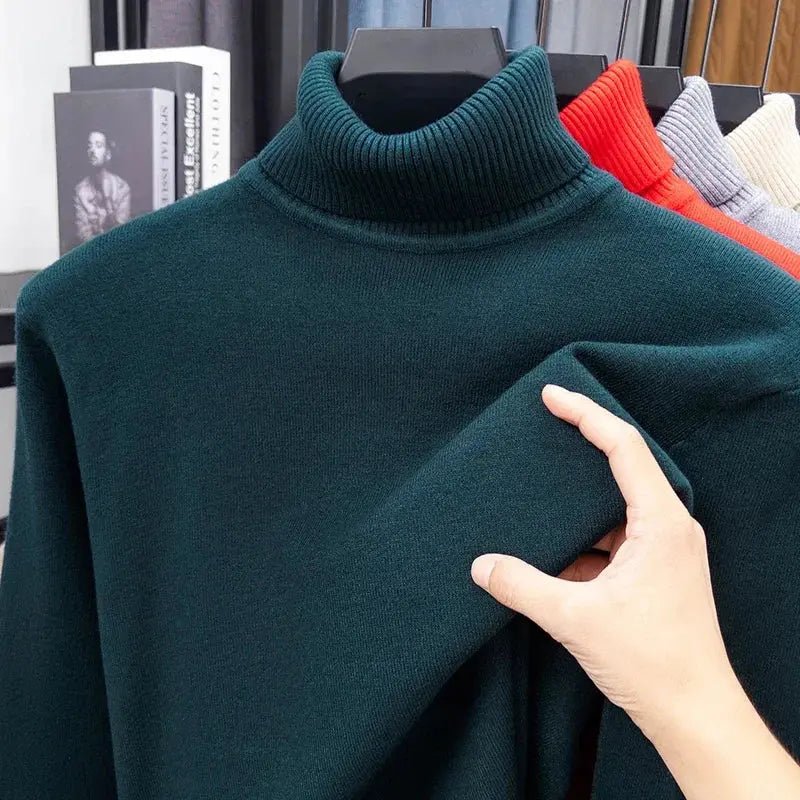 Men’s Slim Fit Knitted Turtleneck Sweater – Autumn Streetwear Pullover - Honesty Sales