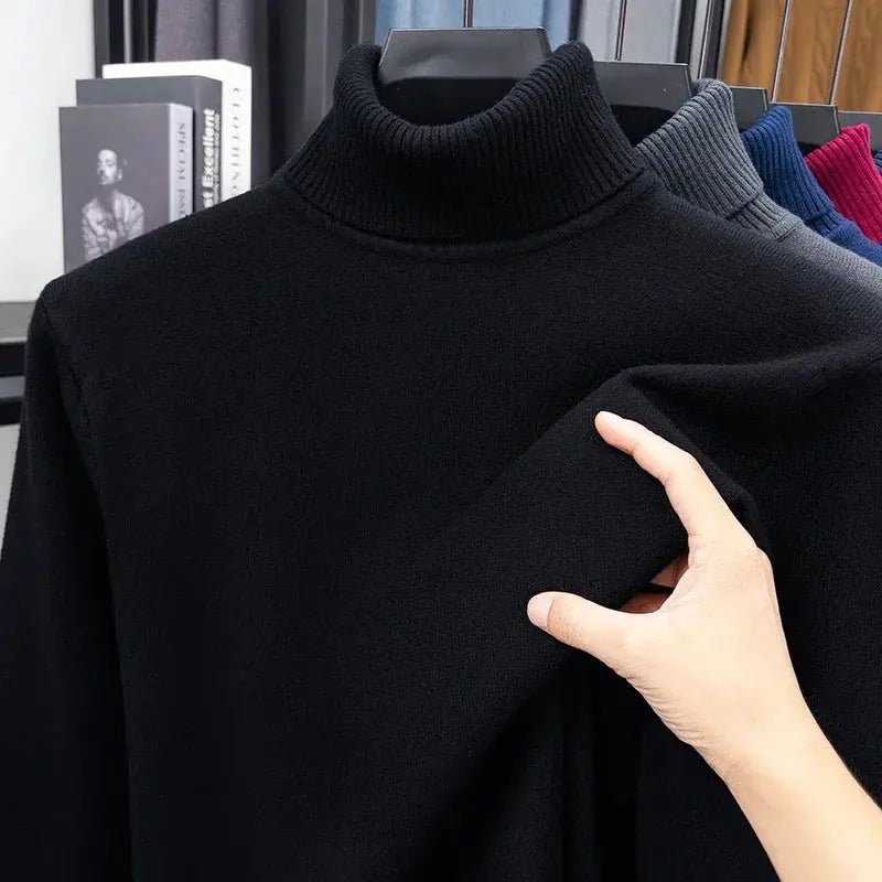Men’s Slim Fit Knitted Turtleneck Sweater – Autumn Streetwear Pullover - Honesty Sales