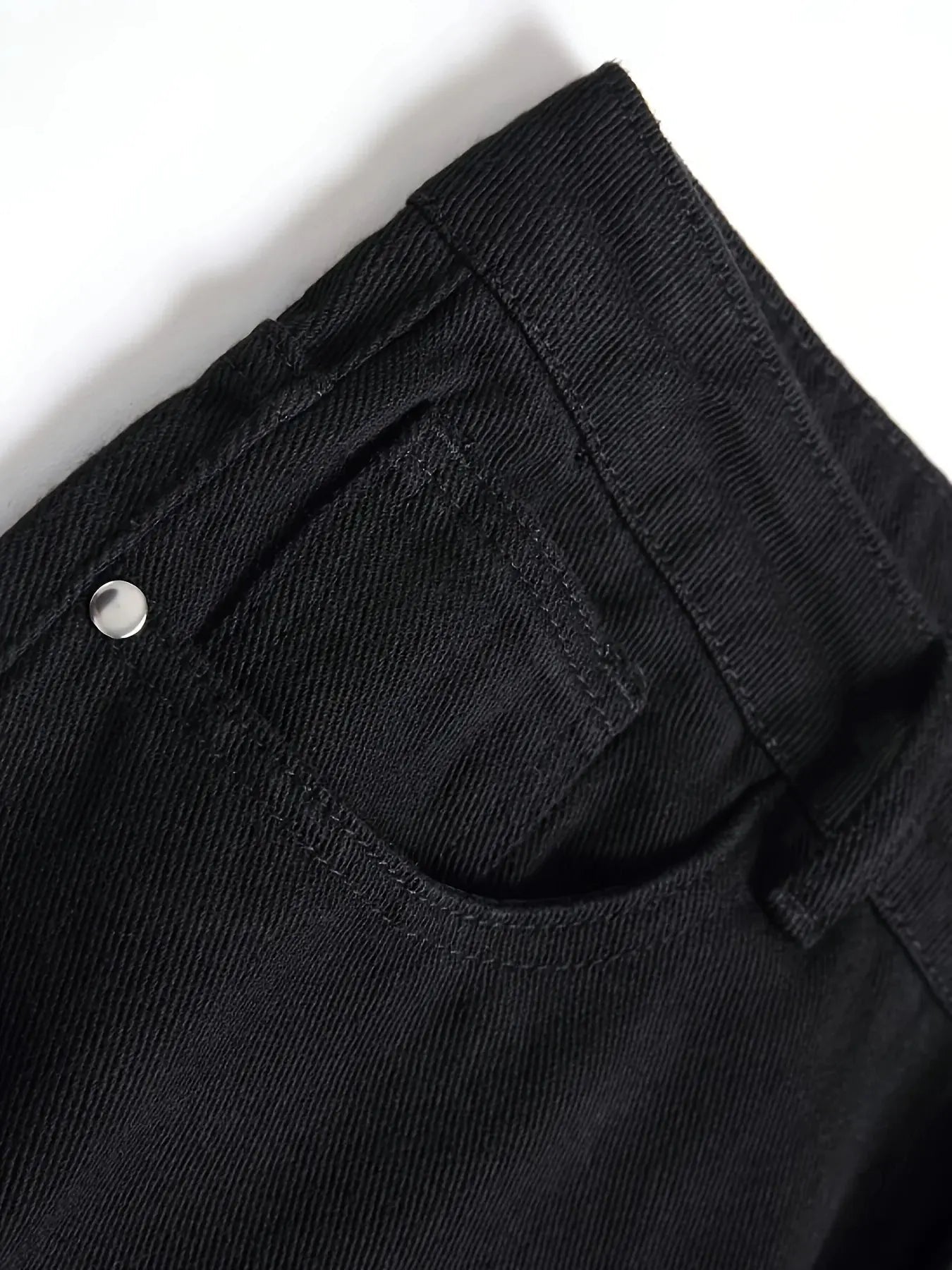 Men's slim fit perforated black denim pants - Honesty Sales