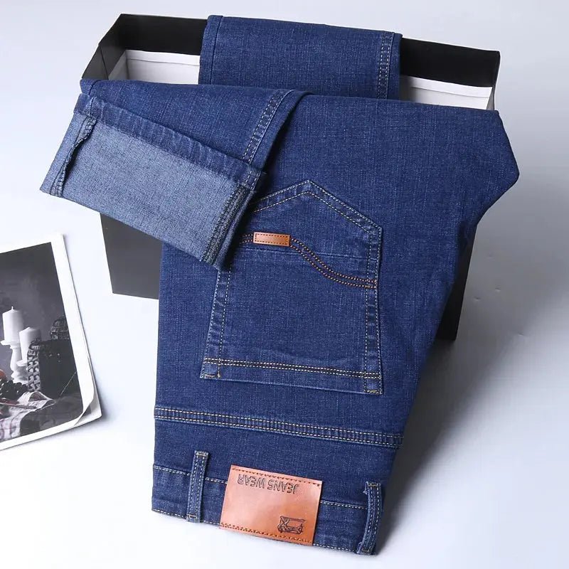 Men's Soft Business Denim Trousers – Light Luxury Stretch Slim Fit - Honesty Sales