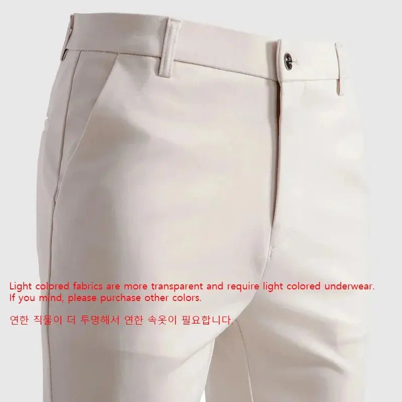 Men’s Summer Suit Pants – Thin Elastic Straight Leg Business Trousers (Sizes 29–42) - Honesty Sales