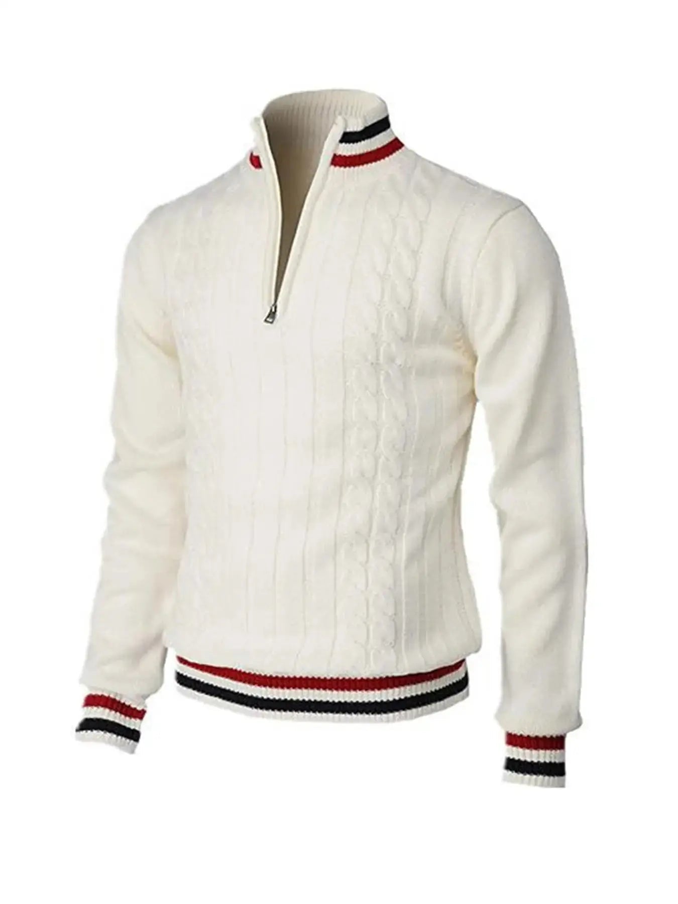 Men’s Thick Cotton Quarter - Zip Sweater – Autumn/Winter Mock Neck Pullover - Honesty Sales