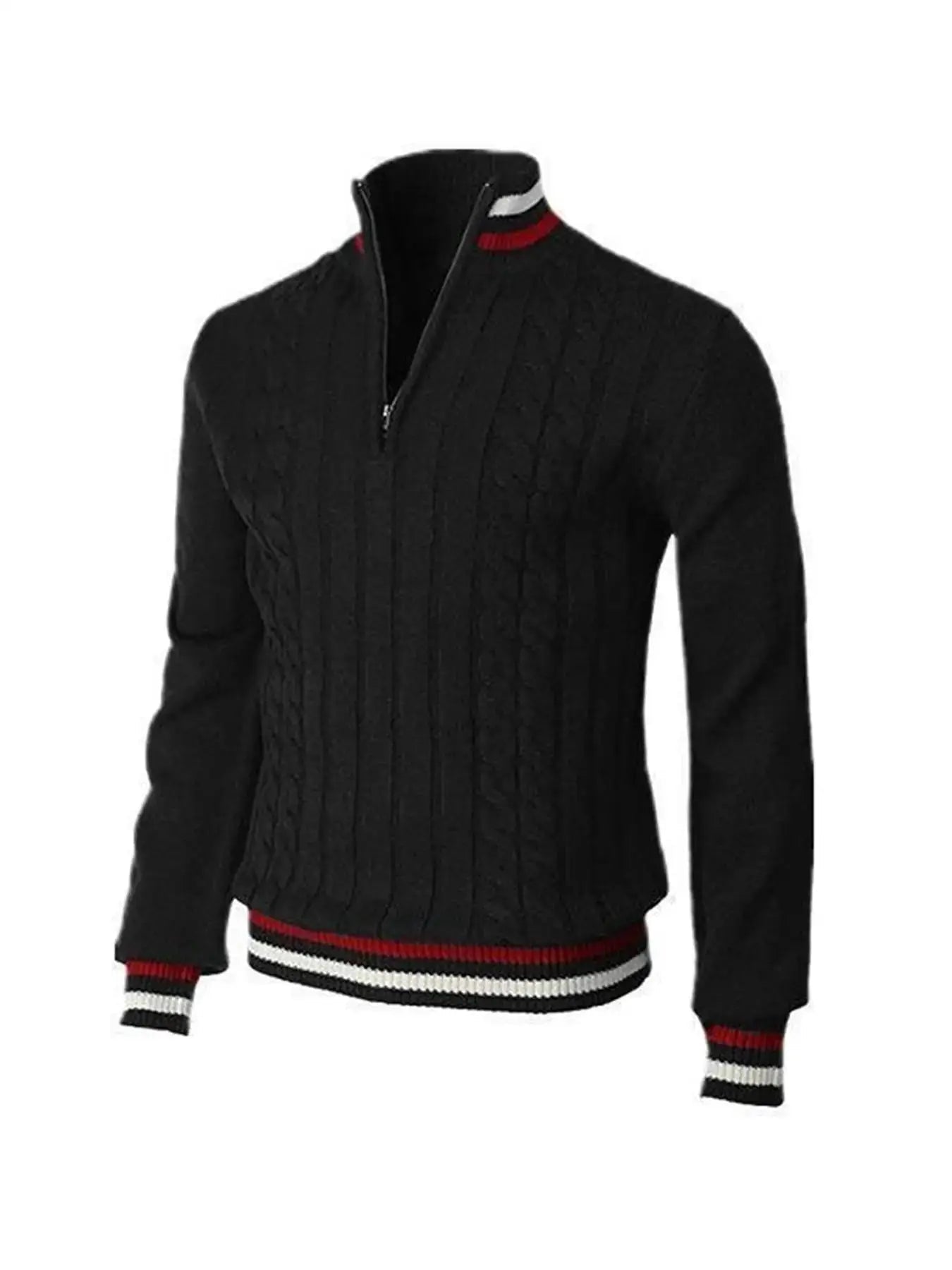 Men’s Thick Cotton Quarter - Zip Sweater – Autumn/Winter Mock Neck Pullover - Honesty Sales