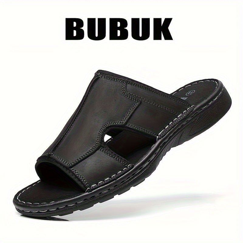 Men’s Top - Grain Leather Summer Slippers – Lightweight Thick - Sole Beach Sandals - Honesty Sales