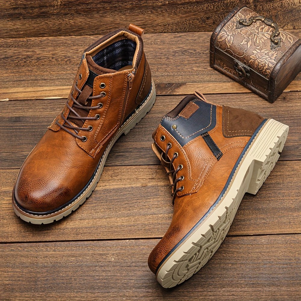 Men'S Vintage Boots with a PU Upper, Rubber Sole, And Inner Zipper. - Honesty Sales