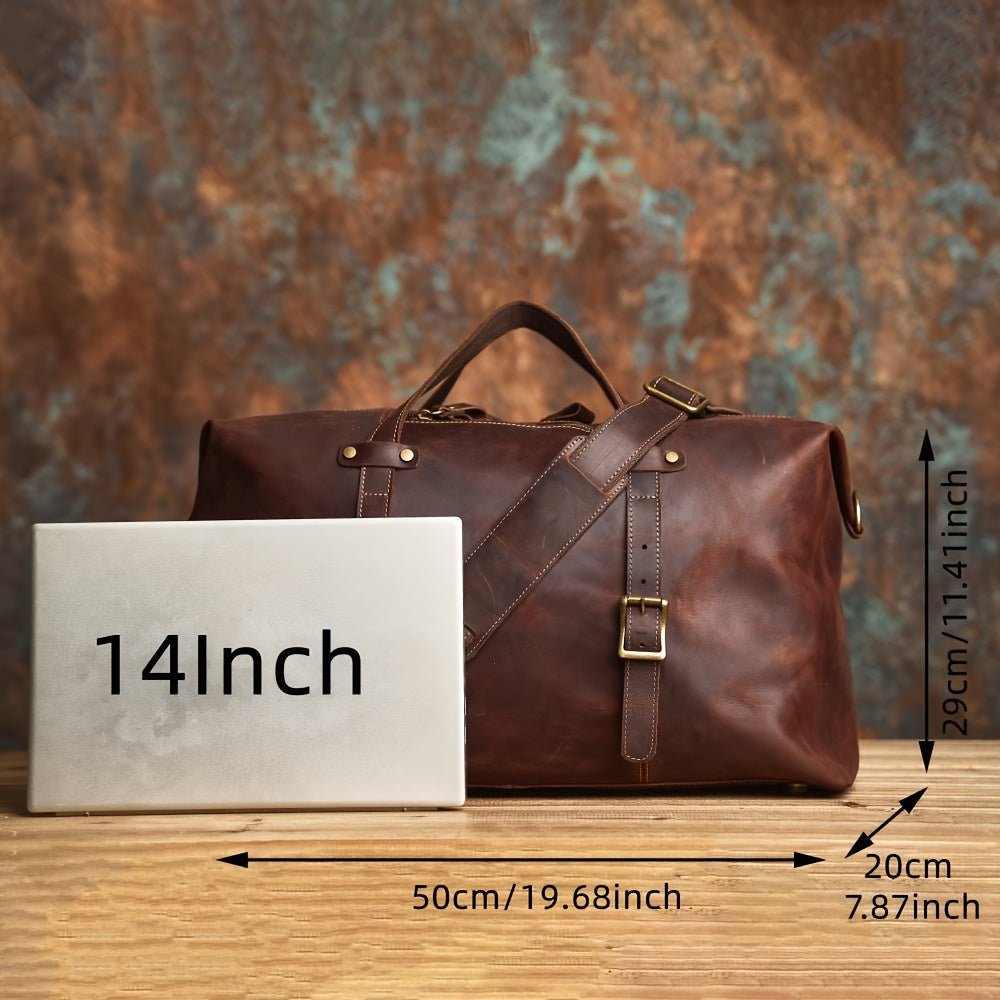 Men’s Vintage Leather Travel Duffel Bag – Top - Grain, Coffee Brown, Weekend & Outdoor Use - Honesty Sales
