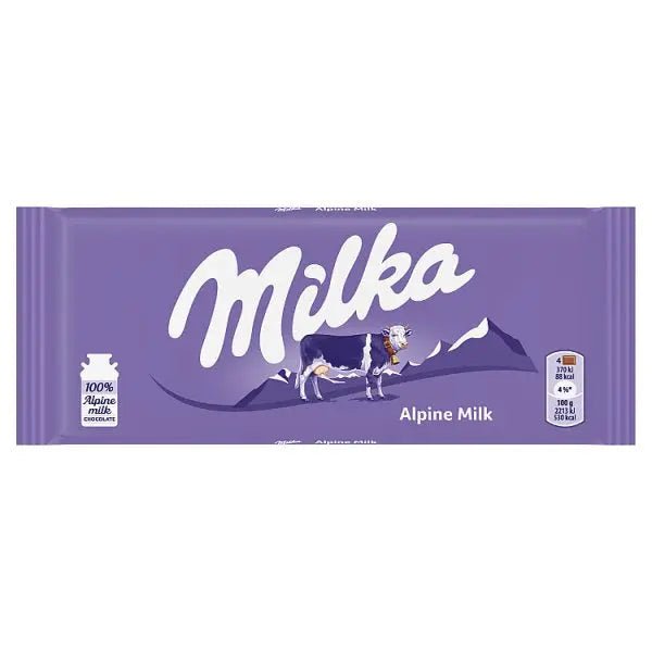 Milka Alpine Milk Chocolate Bar 100g (Case of 24) - Honesty Sales
