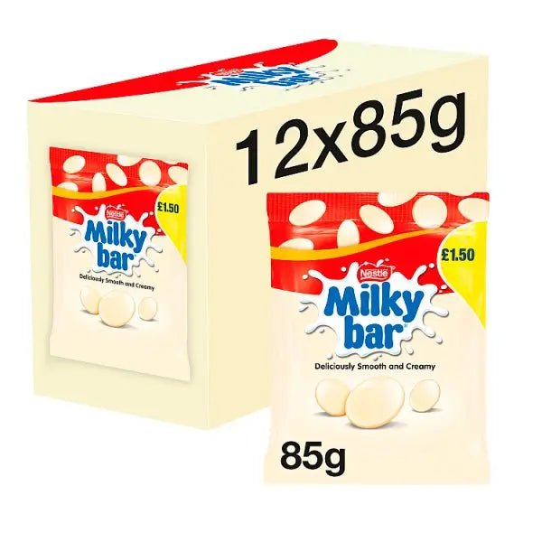Milkybar Giant Buttons White Chocolate Sharing Bag 85g (Case of 12) - Honesty Sales