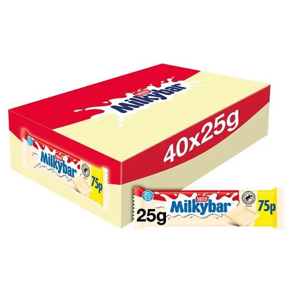 Milkybar White Chocolate Bar 25g PMP 75p (Case of 40) - Honesty Sales