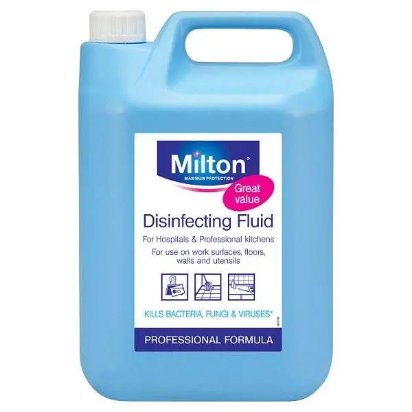 Milton Disinfecting Fluid, For Use On Work Surface, Floors, Walls & Ustensils 5L - Honesty Sales