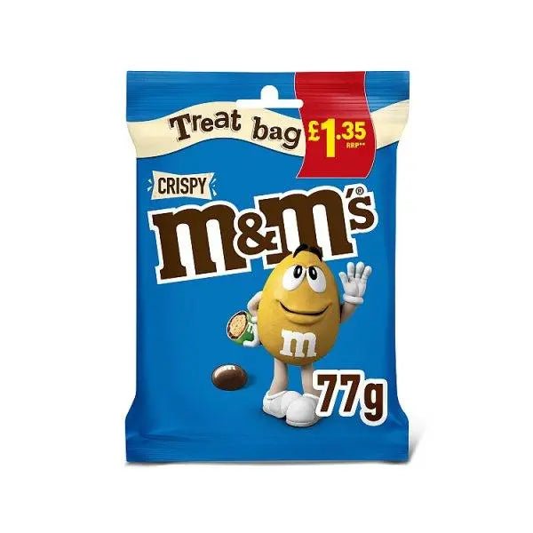 M&M's Crispy Milk Chocolate Bites Treat Bag 77g (Case of 16) - Honesty Sales