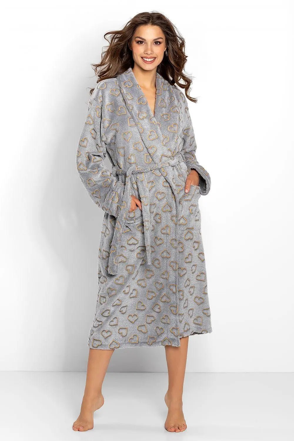 Momenti Per Me gray color womens bathrobe - Honesty Sales
