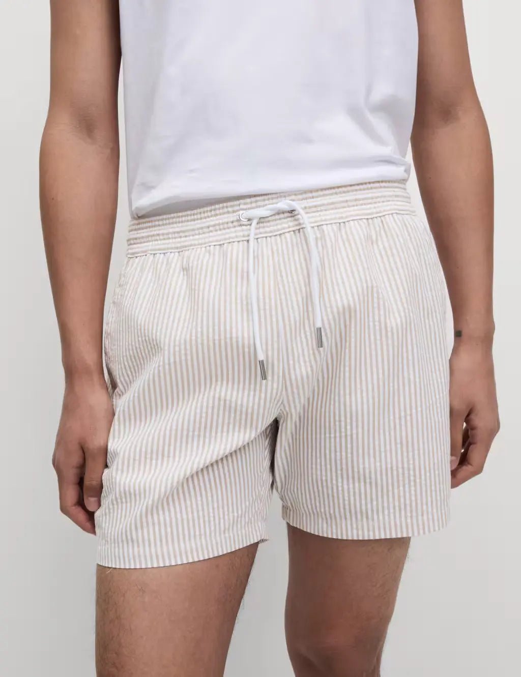 M&S Cotton Rich Seersucker Striped Swim Shorts - Honesty Sales