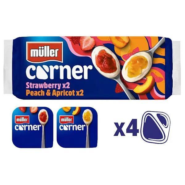 Müller Corner Strawberry and Peach Apricot Yogurts - Honesty Sales