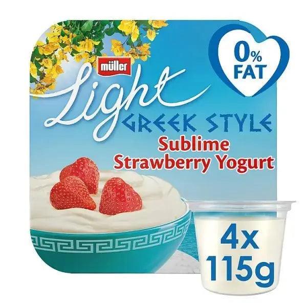 Müller Light Greek Style Sublime Strawberry Yogurt 4 x 115g (460g) (case of 6) - Honesty Sales
