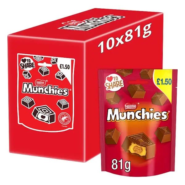Munchies Milk Chocolate & Caramel Share Bag 81g (Case of 10) - Honesty Sales