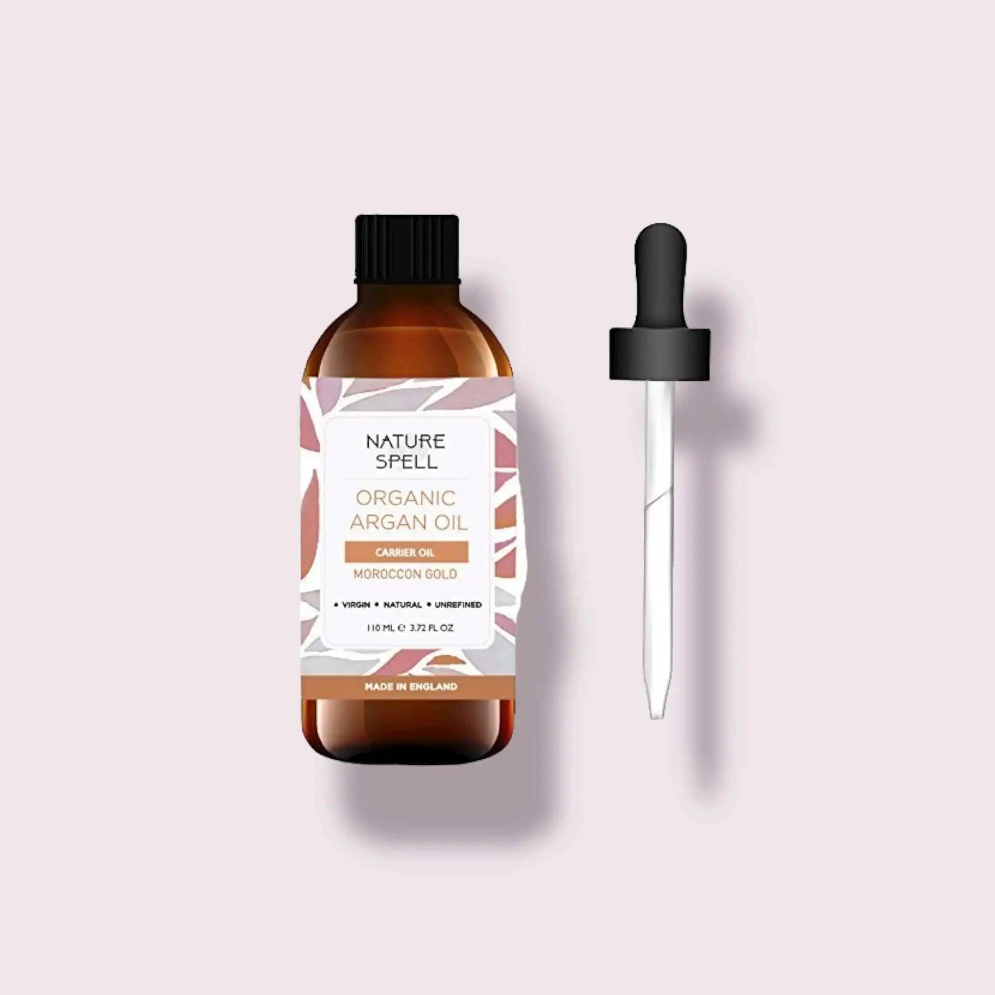 Nature Spell Argan Organic Cold-Pressed Pure Moroccan Oil 110 ml with Dropper - Honesty Sales