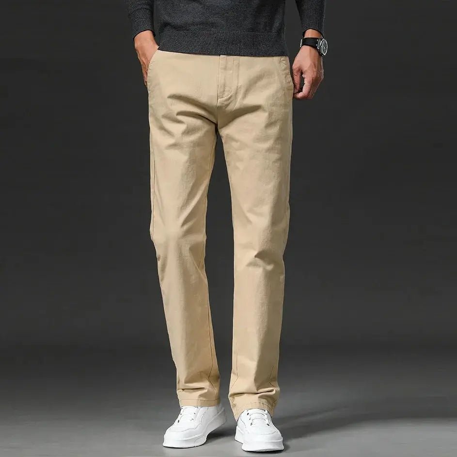 New in Spring Casual Pants Men Straight Fit Cotton Stretch Chino Trouser Male Formal Work Business Dress Khaki Fashion Regular - Honesty Sales