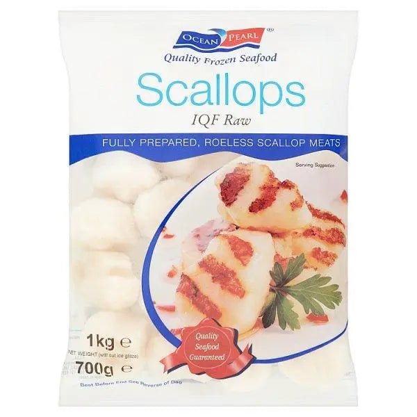 Ocean Pearl U/20 IQF Roeless Scallops 1kg (700g net) - Honesty Sales