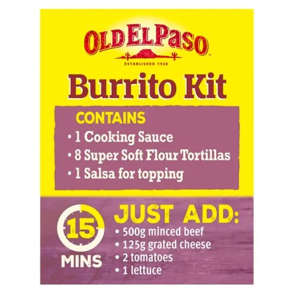 Old El Paso Burrito Kit Bean & Chilli Mild 620g (Case of 6) - Honesty Sales