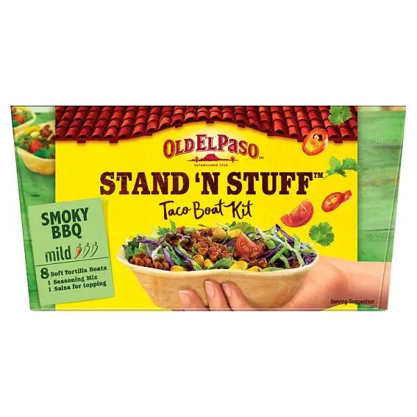 Old El Paso Stand 'N Stuff Smoky BBQ Taco Boat Kit 350g (Case of 4) - Honesty Sales