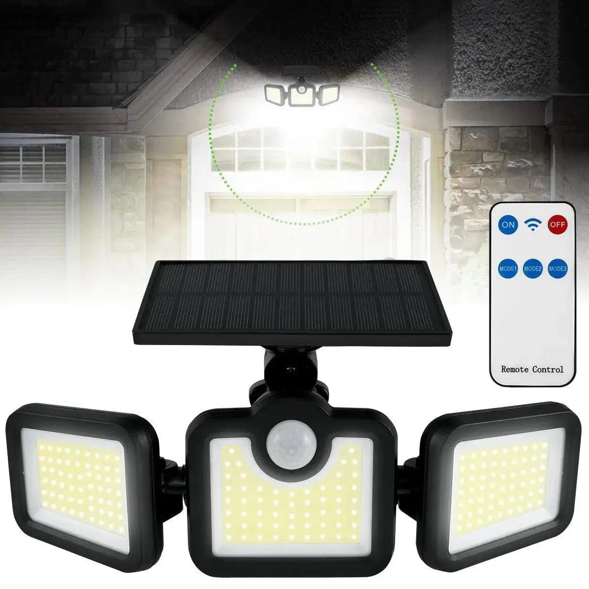 Outdoor Sconces Wall Lamp 3 Head Solar Security Motion Light - Honesty Sales