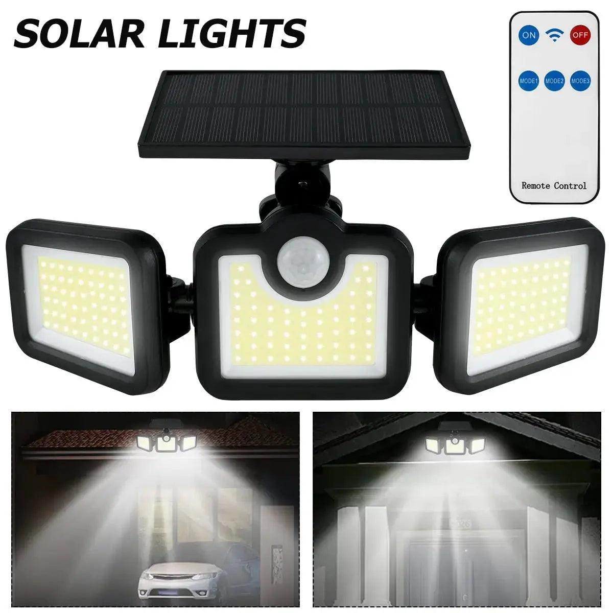 Outdoor Sconces Wall Lamp 3 Head Solar Security Motion Light - Honesty Sales