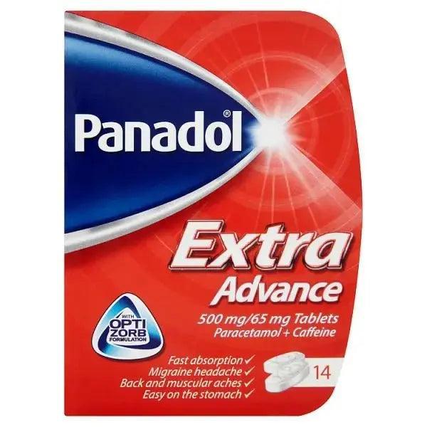 Panadol Paracetamol Caffeine Pain Relief Tablets 500mg-65mg Extra Advance 14s (Case of 12) - Honesty Sales
