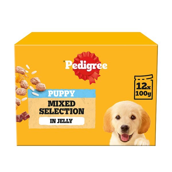 PEDIGREE Junior Puppy Wet Dog Food Mixed Selection In Jelly 12 x 100g Pouch (Case of 4) - Honesty Sales
