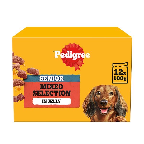 PEDIGREE® Senior Wet Dog Food Mixed Selection In Jelly 12 x 100g Pouch (Case of 4) - Honesty Sales