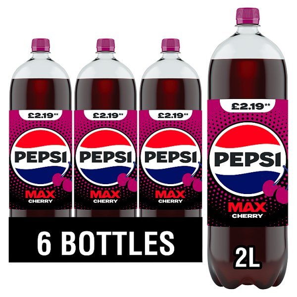 Pepsi Max Cherry Bottle PMP 2L (6 x 2ltr) - Honesty Sales