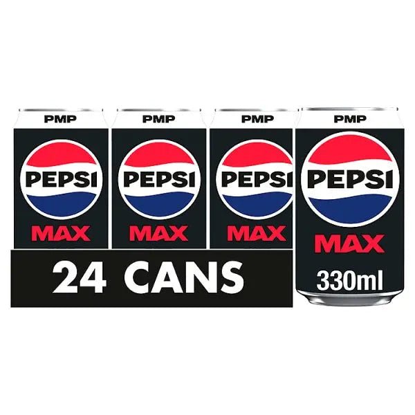 Pepsi Max No Sugar Cola PMP Can 330ml (Case of 24) - Honesty Sales