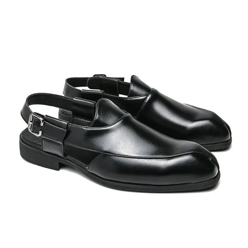 Plus Size Men's Slip - on Fashionable Breathable Lightweight British Style Leather Sandals - Honesty Sales