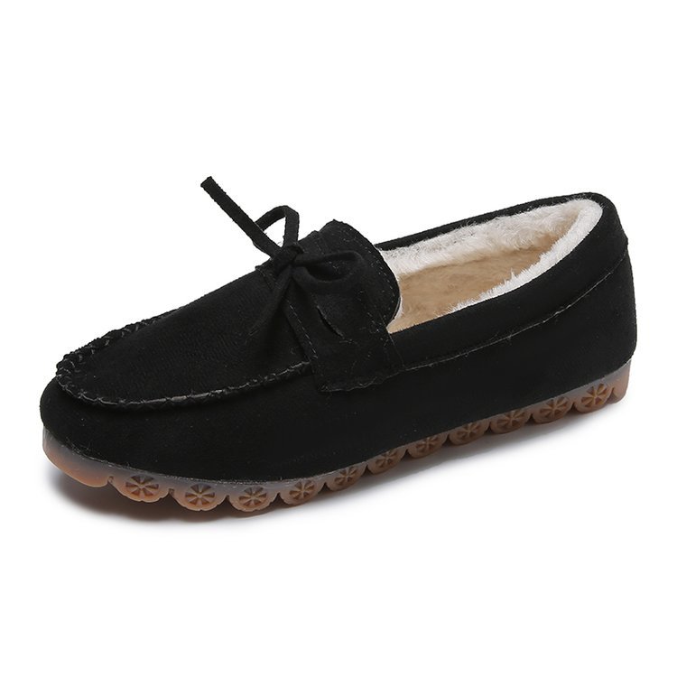 Plus - size Square - toe Chunky - soled Fleece - lined Stitched Shoes Snow Boots - Honesty Sales