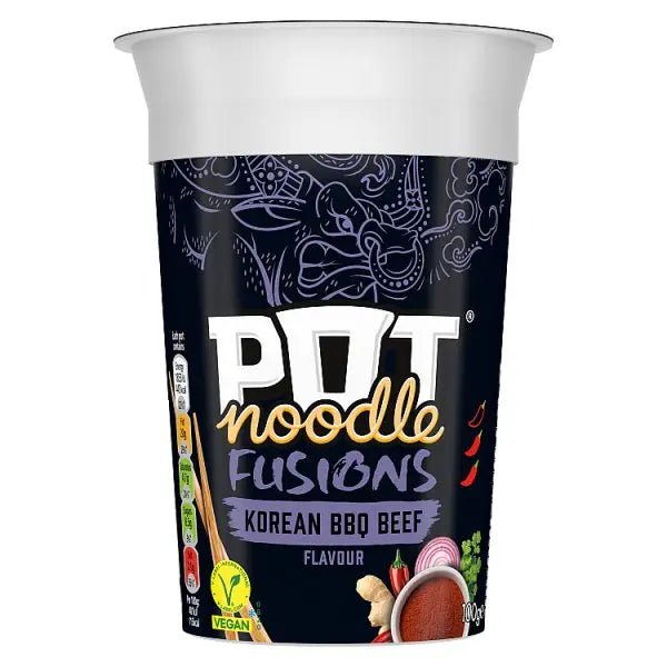 Pot Noodle Fusions Instant Snack Korean BBQ Beef 100 g (Case of 8) - Honesty Sales