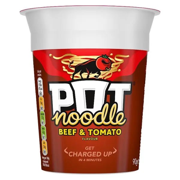 Pot Noodle Instant Snack Beef & Tomato 90 g (Case of 12) - Honesty Sales